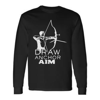 Archery Draw Anchor Aim Recurve Bow Long Sleeve T-Shirt T-Shirt | Mazezy