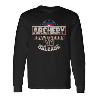 Archery Draw Anchor Aim Release Long Sleeve T-Shirt T-Shirt | Mazezy