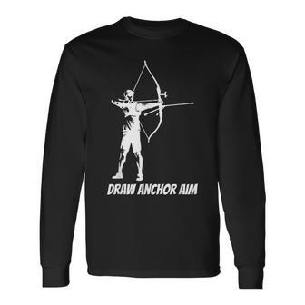 Archery Recurve Bow Draw Anchor Aim Long Sleeve T-Shirt T-Shirt | Mazezy