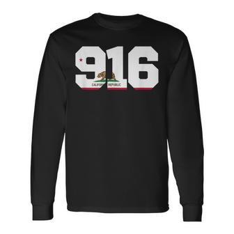 Area Code 916 Sacramento California Long Sleeve T-Shirt | Mazezy
