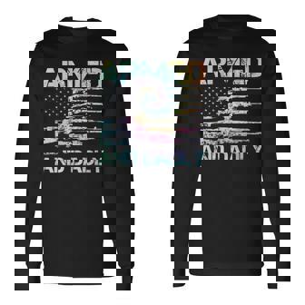 Armed And Dadly Deadly Father For Fathers Day Tie Dye Long Sleeve T-Shirt | Mazezy