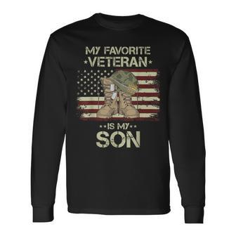 Army Veterans Day My Favorite Veteran Is My Son Long Sleeve T-Shirt - Thegiftio UK