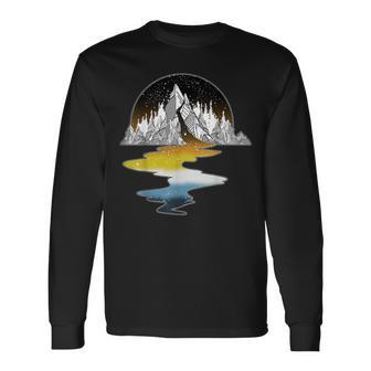 Aroace Sunset Pride Flag Mountain Lgbt Gay Asexual Aromantic Long Sleeve T-Shirt | Mazezy