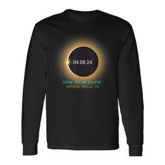 Artesia Wells Tx Total Solar Eclipse 040824 Texas Souvenir Long Sleeve T-Shirt | Mazezy