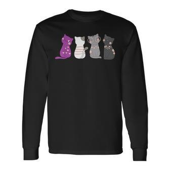 Asexuality Ace Flag Kawaii Cat Lover Equality Asexual Long Sleeve T-Shirt - Thegiftio UK