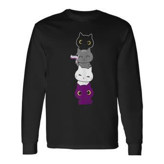 Asexuality Flag Animal Cat Ace Pride Demisexual Asexual Long Sleeve T-Shirt | Mazezy