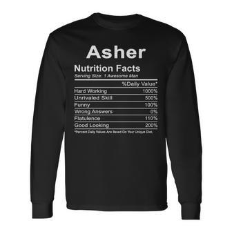 Asher Name Asher Nutrition Facts V2 Long Sleeve T-Shirt - Seseable