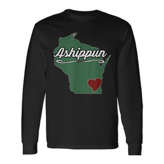 Ashippun Wisconsin Wi Usa City State Souvenir Long Sleeve T-Shirt | Mazezy