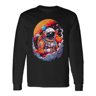 Astronaut In Space Astronaut With Planets Spaceman Long Sleeve T-Shirt | Mazezy