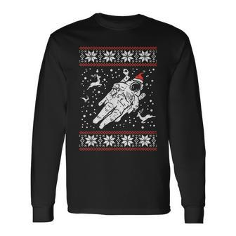 Astronaut Ugly Christmas Sweater Xmas Space Lover Boys Pj Long Sleeve T-Shirt | Mazezy