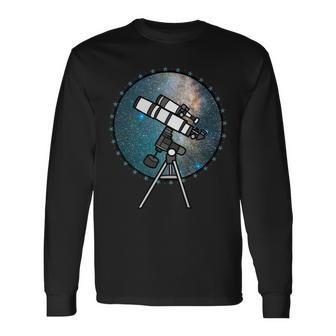 Astronomy Telescope Night Sky Observation Galaxy Long Sleeve T-Shirt | Mazezy