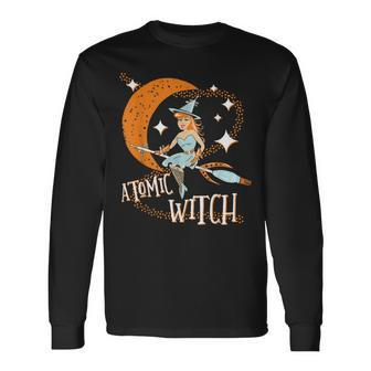 Atomic Witch Pinup Girl Retro Vintage Sexy Halloween Halloween Long Sleeve T-Shirt T-Shirt | Mazezy
