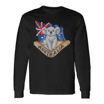 Australia Flag Koala Boomerang Long Sleeve T-Shirt | Mazezy