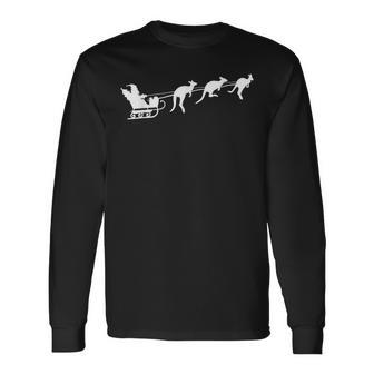 Australian Santa Sleigh Kangaroo Aussie Kangaroo Long Sleeve T-Shirt | Mazezy