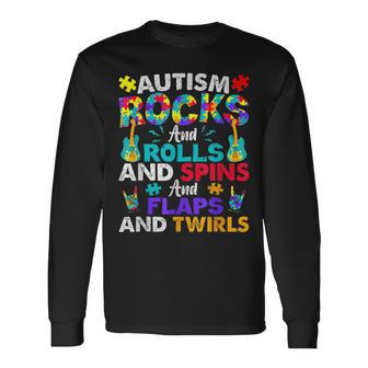 Autism Rocks And Rolls Autism Awareness Month Long Sleeve T-Shirt - Seseable