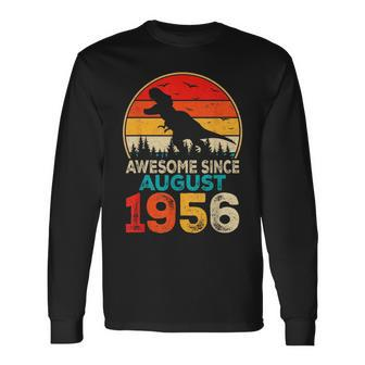 Awesome Since August 1956 67 Years Old 67Th Birthday Dino August Long Sleeve T-Shirt T-Shirt | Mazezy