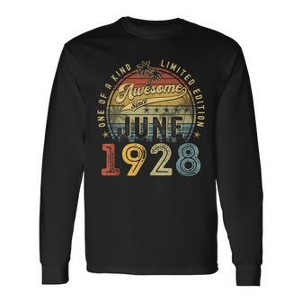 Awesome Since June 1928 Vintage 95Th Birthday Party Retro Long Sleeve T-Shirt | Mazezy