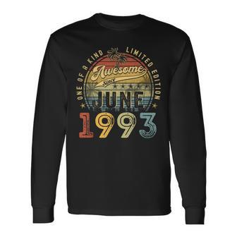 Awesome Since June 1993 Vintage 30Th Birthday Party Retro Long Sleeve T-Shirt T-Shirt | Mazezy