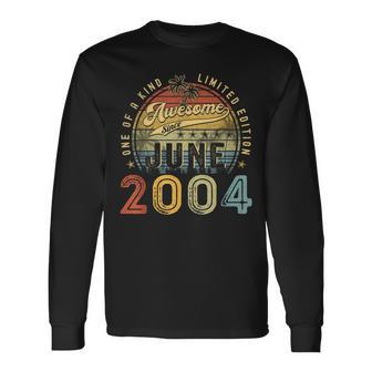 Awesome Since June 2004 Vintage 19Th Birthday Party Retro Long Sleeve T-Shirt T-Shirt | Mazezy