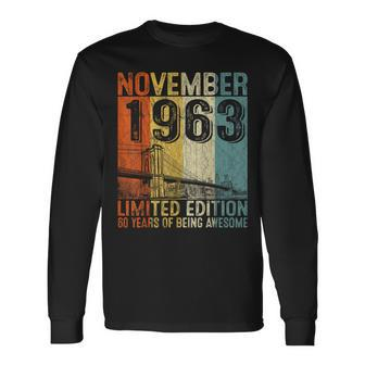Awesome Since November 1963 Vintage 60Th Birthday Men Long Sleeve T-Shirt - Seseable