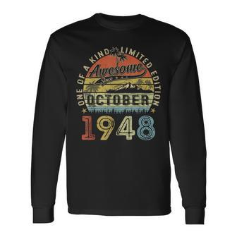 Awesome Since October 1948 Vintage 75Th Birthday Long Sleeve T-Shirt | Mazezy