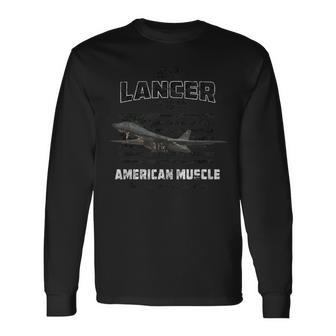 B-1 Lancer Bomber Airplane American Muscle Long Sleeve T-Shirt | Mazezy