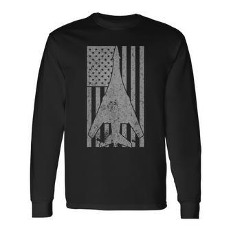B-1 Lancer Supersonic Bomber Airplane Vintage Flag Long Sleeve T-Shirt | Mazezy