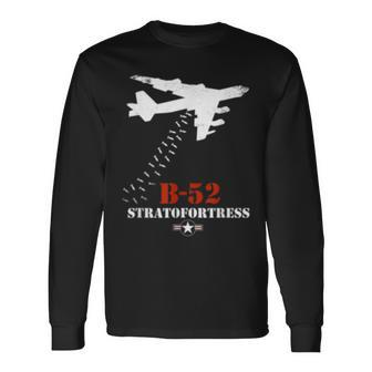 B52 Stratofortress Tech Drawing Cold War Bomber Long Sleeve T-Shirt | Mazezy