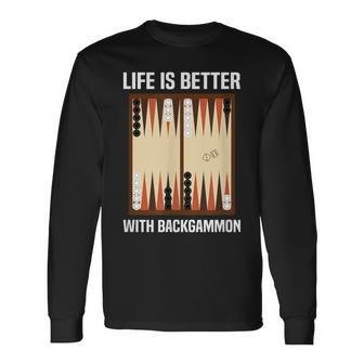 Backgammon Player Board Game Backgammon Long Sleeve T-Shirt | Mazezy