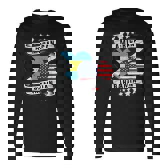 Bahamian And American Flag Half Bahamian Half American Long Sleeve T-Shirt | Mazezy