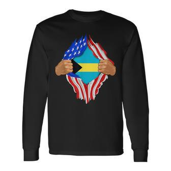 Bahamian Blood Inside Me The Bahamas Flag Bahamas Long Sleeve T-Shirt T-Shirt | Mazezy