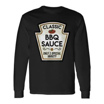 Barbecue Bbq Sauce Bottle Label Halloween Matching Costume Long Sleeve T-Shirt T-Shirt | Mazezy