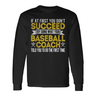 Baseball Coach Baseball Team Coach Retro Long Sleeve T-Shirt | Mazezy