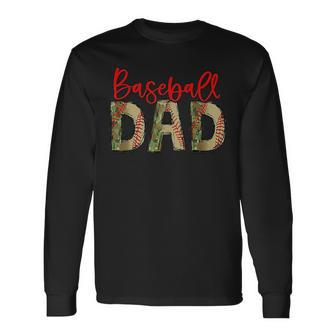 Baseball Dad Camouflage Fathers Day Baseball Lover For Dad Long Sleeve T-Shirt T-Shirt | Mazezy AU