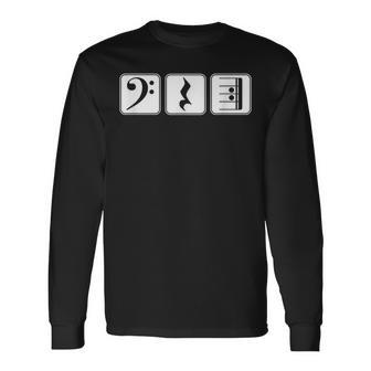 Bass Clef Play Rest Repeat Music Symbols Long Sleeve T-Shirt | Mazezy