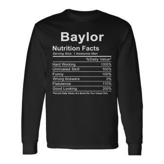 Baylor Name Baylor Nutrition Facts V2 Long Sleeve T-Shirt - Seseable