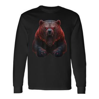Bear Angry Grizzly Bear Dangerous Horror Bear Bear Long Sleeve T-Shirt | Mazezy