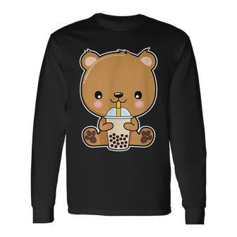 Bear Boba Bubble Milk Tea Kawaii Cute Animal Lover For Bear Lovers Long Sleeve T-Shirt T-Shirt | Mazezy