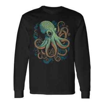Beautiful Octopus Ocean Animal Lover Artistic Graphic Long Sleeve T-Shirt - Monsterry CA
