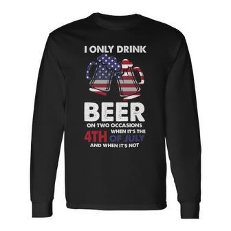 Beer 4Th Of July Beer Lovers American Distressed Flag58 Long Sleeve T-Shirt - Monsterry DE