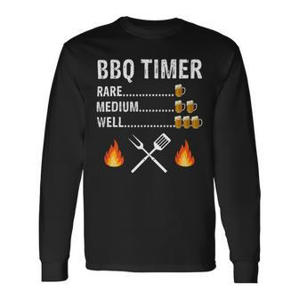 Beer Bbq Timer Drinker Shirt Beer Drinking Grilling Long Sleeve T-Shirt - Monsterry AU