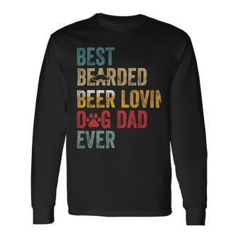 Beer Best Beards Beer Lovin Dog Dad Ever Father Papa Vintage Long Sleeve T-Shirt - Monsterry