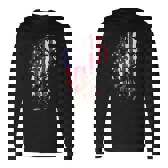 Beer Bigfoot Beer Firework American Flag 4Th Of July Drinking Long Sleeve T-Shirt - Monsterry