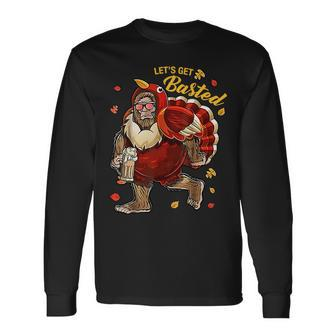 Beer Bigfoot As Turkey Drinking Beer Lets Get Basted Thanksgiving36 Long Sleeve T-Shirt - Monsterry UK