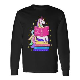 Believe Yourself Reading Unicorn Book Lo Long Sleeve T-Shirt - Monsterry UK