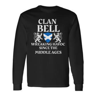 Bell Clan Scottish Kilt Tartan Lion Name Bell Long Sleeve T-Shirt T-Shirt | Mazezy