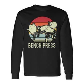 Bench Press Vintage Gym Power Fitness Training Plan Chest Long Sleeve T-Shirt - Monsterry AU