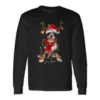 Bernese Mountain Christmas Lights Matching Family Dog Lover Long Sleeve T-Shirt - Monsterry CA