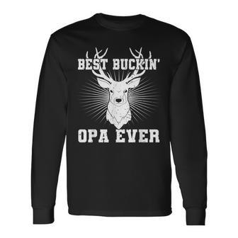 Best Buckin Opa Ever Hunting Hunter Fathers Day Long Sleeve T-Shirt T-Shirt | Mazezy