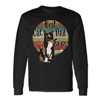 Best Cat Dad Ever Calico Fathers Day Retro Long Sleeve T-Shirt T-Shirt | Mazezy DE